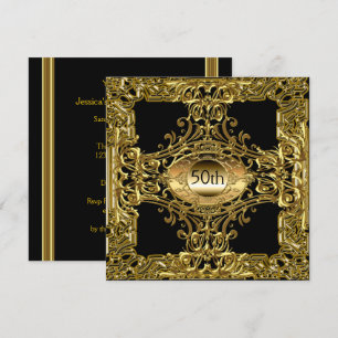 Gold Black Birthday Party Luxus Einladung