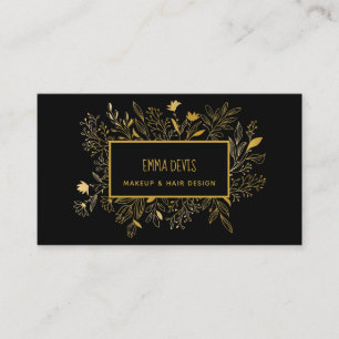 Gold Black Botanic Beauty Salon Haare Ernennung B Visitenkarte