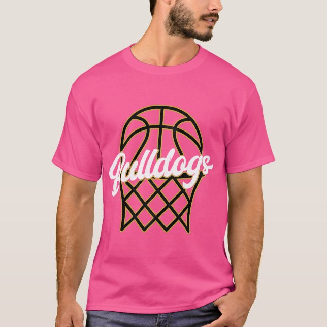 Gold Black Bulldogs Basketball Mascot für Basketba T-Shirt (Vorderseite)