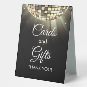 Gold Black Cards und Geschenke Disco Ball der 70er Tischaufsteller