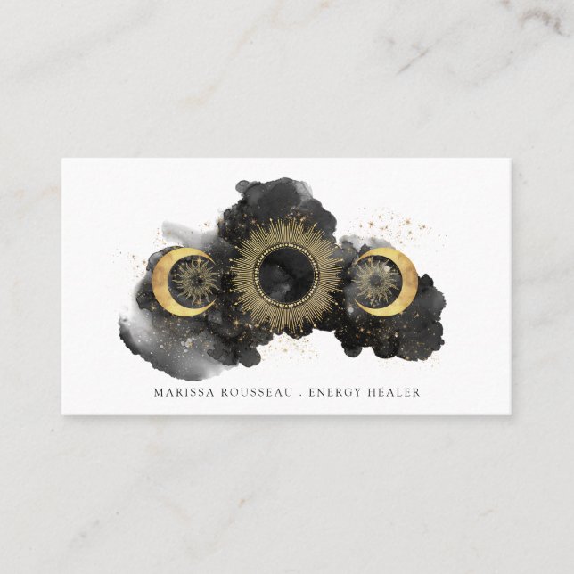 Gold Black Celestial Energy Healer Visitenkarte (Vorderseite)