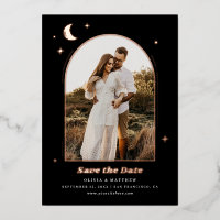 Gold Black Celestial Save the Date | Moon Foto
