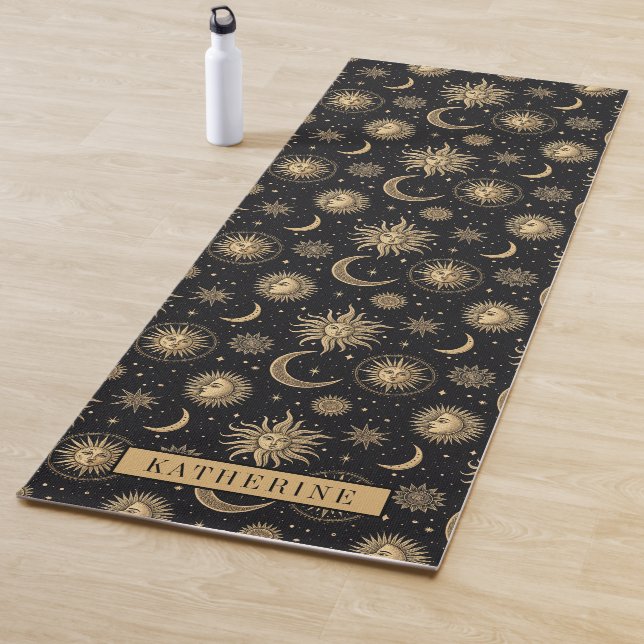 Gold Black Celestial Sun Moon Star Übung Yogamatte (Beispiel)
