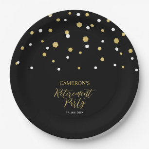 Gold & Black Chic Confetti-Rente-Party Pappteller