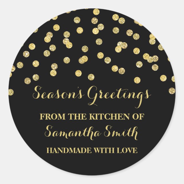 Gold Black Christmas Baking Sticker Confetti (Vorderseite)