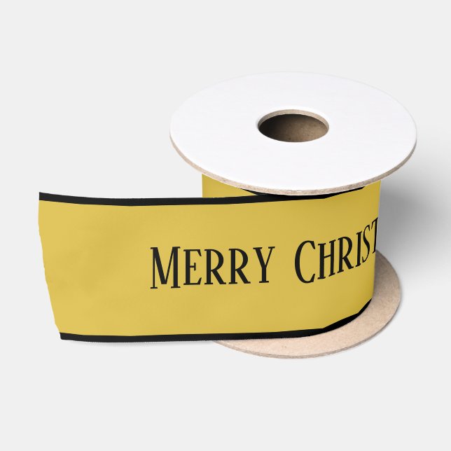 Gold Black Christmas Holiday Satinband (Spule)