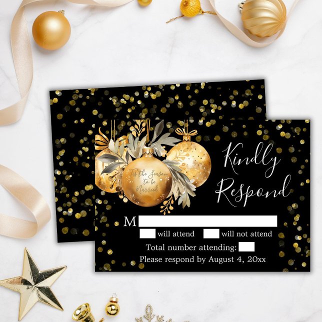 Gold Black Christmas - RSVP-Karte Dankeskarte (Von Creator hochgeladen)