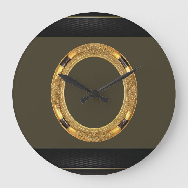 Gold Black Clock Große Wanduhr (Vorderseite)