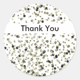 Gold Black Confetti Dots vielen Dank Runder Aufkleber