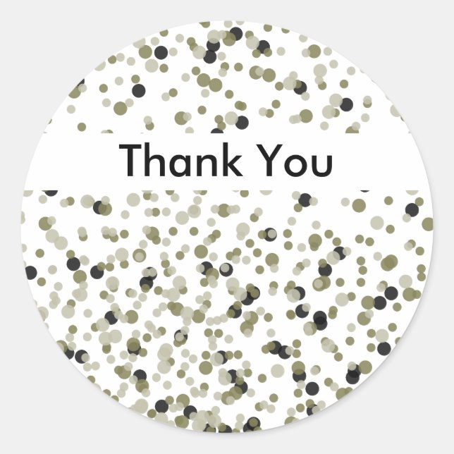 Gold Black Confetti Dots vielen Dank Runder Aufkleber (Vorderseite)