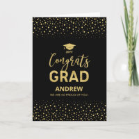 Gold & Black Confetti Glückwunschs Grad Abschluss
