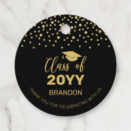 Gold Black Confetti Graduation Party Foto Geschenkanhänger