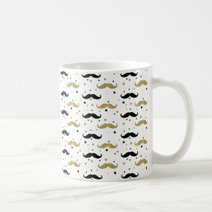 Gold Black Confetti Mustaches Kaffeetasse