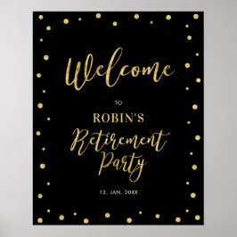 Gold & Black Confetti Pension Party Willkommen Poster