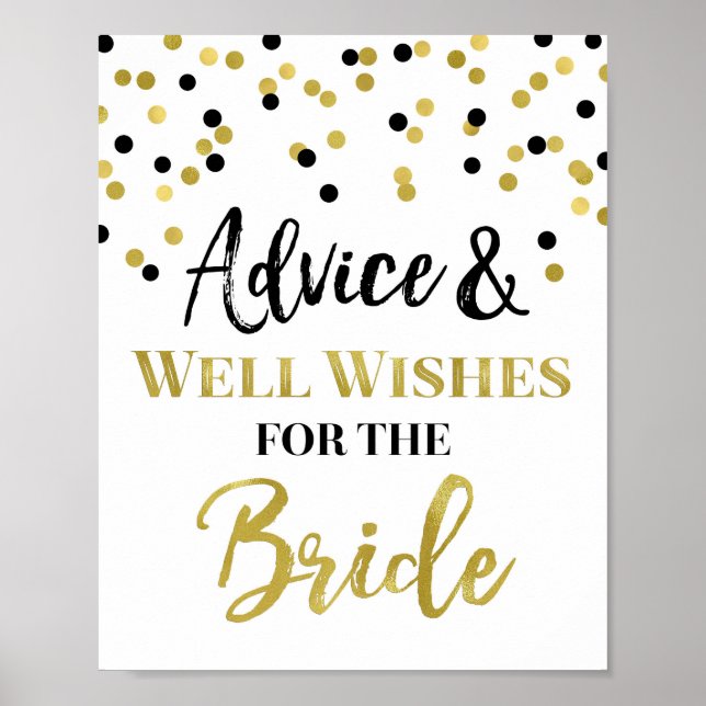 Gold Black Confetti Ratschlag für das Zeichen der  Poster (Vorne)