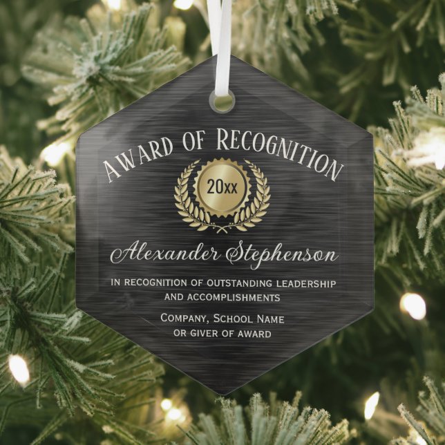 Gold Black Customizable Recognizable Recognition A Ornament Aus Glas (Insitu)