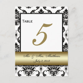 Gold Black Damask Hochzeitsstimmung Tischnummer