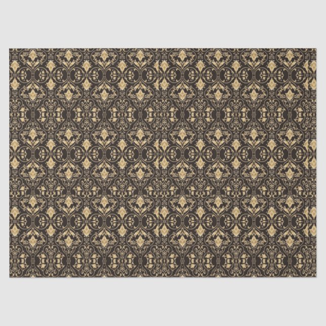 Gold Black Demask Goth Lace Muster 2 Decoupage Seidenpapier (Vorderseite)