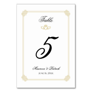 Gold & Black Destination Irlande Numéro de table