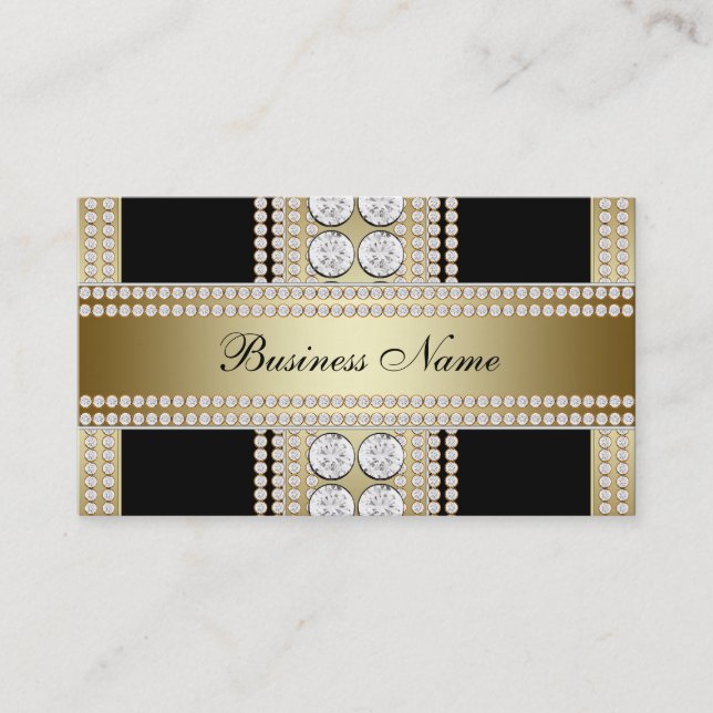 Gold Black Diamonds Black Business Card Visitenkarte (Vorderseite)