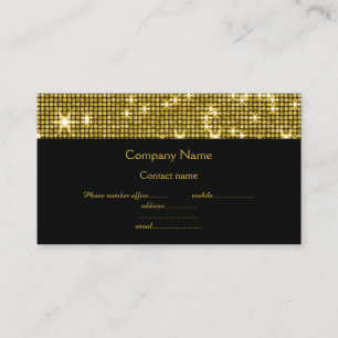GOLD BLACK DISCO THÈME SPARKLE CARTE DE VISITE