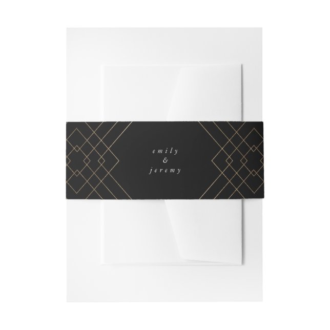Gold Black Elegance Diamond Geo Deko Wedding Einladungsbanderole (Vorderseite Beispiel)