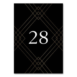 Gold Black Elegance Diamond Geo Deko Wedding Tischnummer
