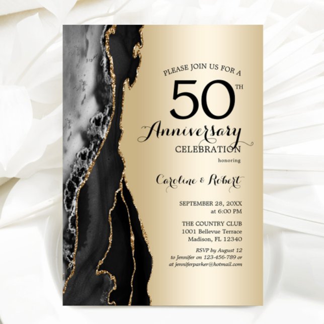 Gold Black Elegant 50 Jahre alt Einladung (Von Creator hochgeladen)