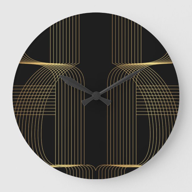 Gold, black, elegant, cool, unique trendy line art große wanduhr (Vorderseite)