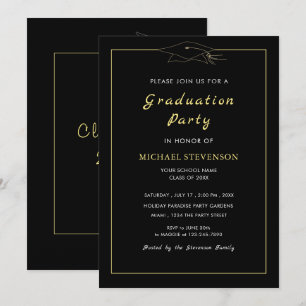 Gold Black Elegant Graduation Party Invitation