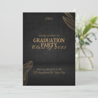 Gold Black Elegant Graduation Party Invitation