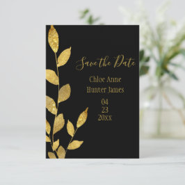 Gold Black Elegant Leaf Moderner Chic Save The Date