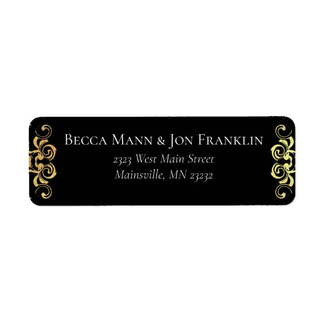 Gold Black Elegant Swirl Gotische Hochzeit (Vorne)