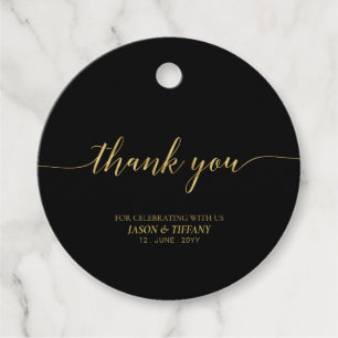 Gold & Black Elegante Schrift Party Favor Danke Geschenkanhänger