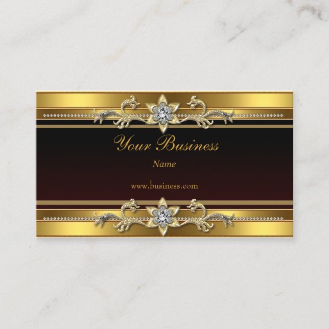 Gold Black Elegany Classy Jewel Visitenkarte (Vorderseite)