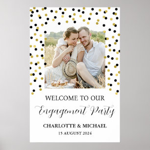 Gold Black Engagement Party Custom 20x30 Foto Poster