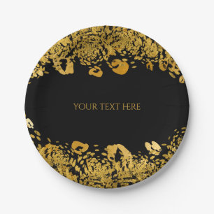 Gold & Black Exotische Dschungel Gepard Glamour Pa Pappteller