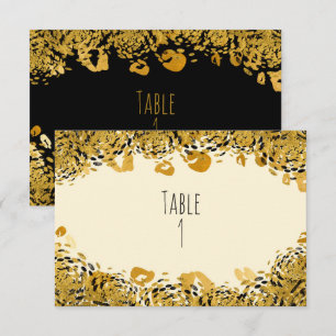 Gold & Black Exotische Dschungel-Tischnummernkarte Einladung