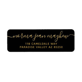 Gold Black Extravagant Handwriting Script-Rücksend