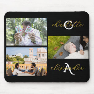 Gold & Black Familienfoto-Collage-Mauspad-Geschenk Mousepad