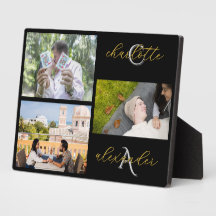 Gold & Black Familienfoto-Collage-Plakette Geschen