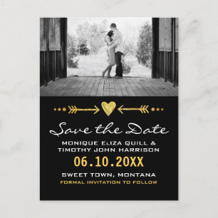 Gold Black Flèches Mariage Cartes cardiaques Enreg