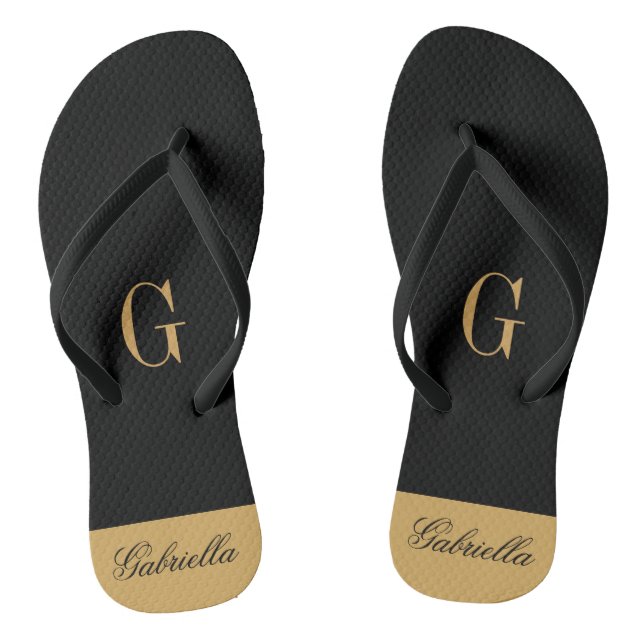 Gold Black Flip Flops (Fußbett)