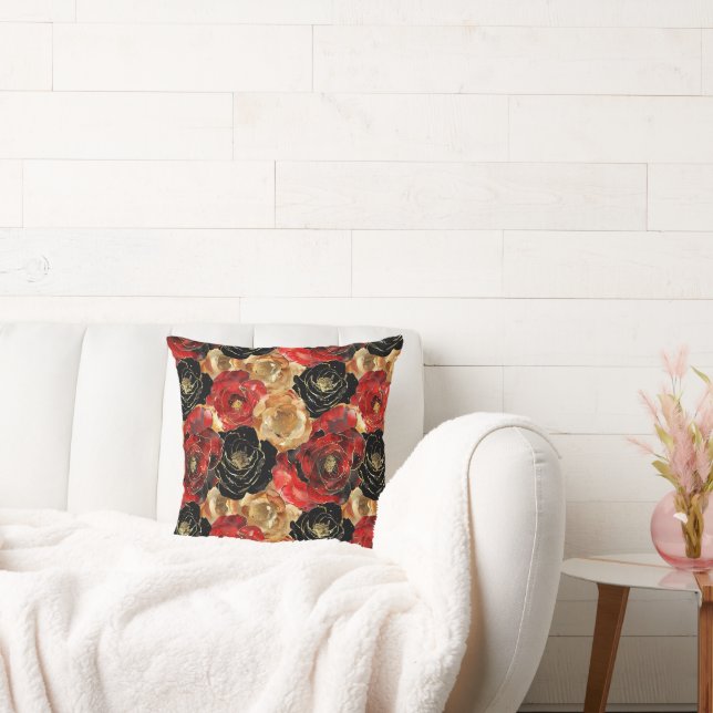 Gold Black Floral Party Brautparty Kissen (Liege)