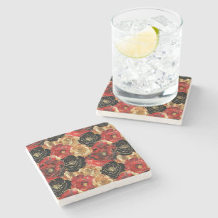 Gold Black Floral Party Brautparty Steinuntersetzer