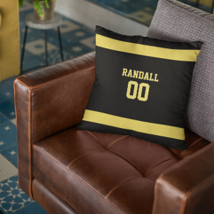 Gold & Black Football Team Personalisiert Kissen