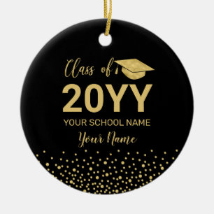 Gold & Black Foto Abschluss Weihnachtsgeschenk Keramik Ornament