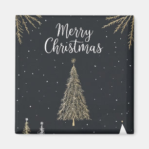 Gold & Black Frohe Weihnachten Holiday Magnet