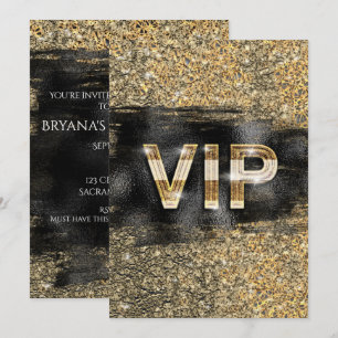 Gold & Black Glam Chic Club VIP Party Invitations