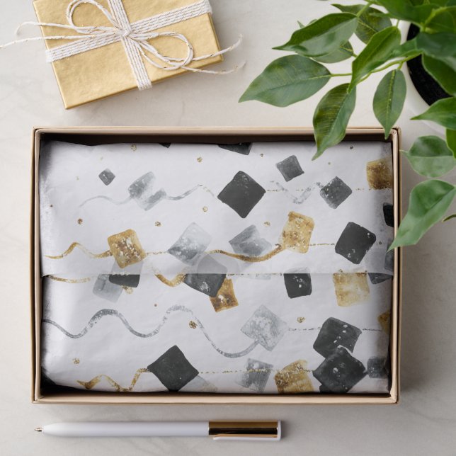 Gold Black Glam Confetti Christmas Seidenpapier (Geschenk)
